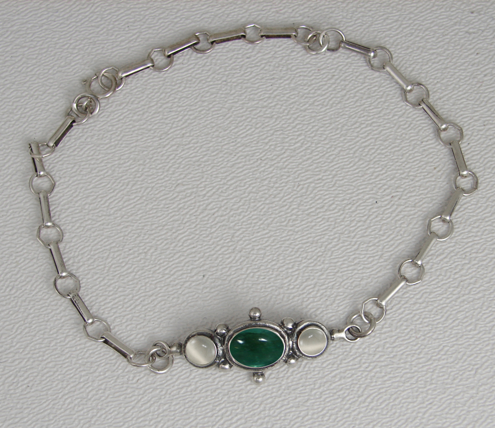 Sterling Silver Victorian Bracelet With Fluorite And White Moonstone